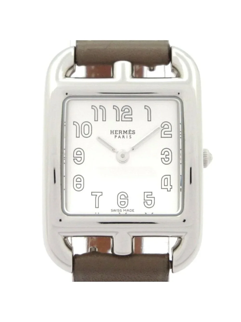 Hermes Watch Cape God Leather Strap Silver